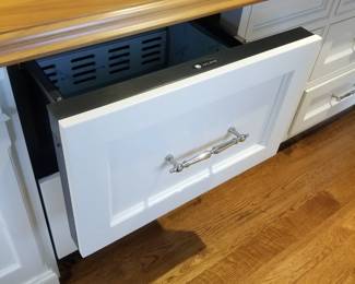 Uline two-drawer fridge located in center island