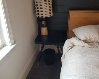 Nightstand; table lamp