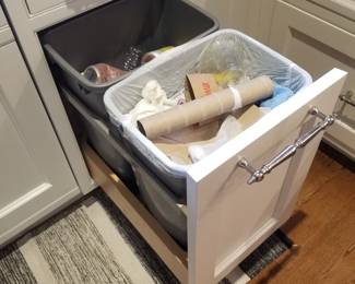 Cabinetry detail: trash corral