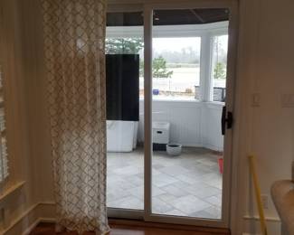 Sliding glass doors; curtains & rod