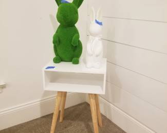 Contemporary end table/nightstand; Easter bunnies