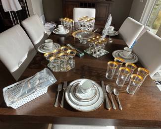 Dining table with Noritake china and Tiffin crystal