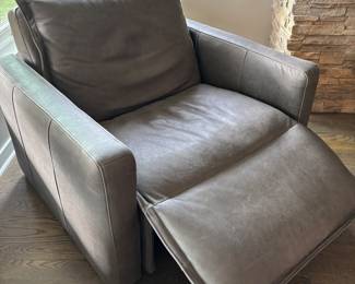 Arhaus Rowland leather high back motion power recliner includes battery pack.