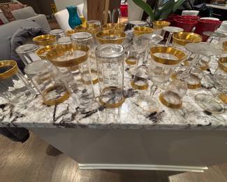 Tiffin crystal stemware sets, Iced Tea 13, Whiskey 14,  Champagne/sorbet 12, Cordials 14, Wines 12