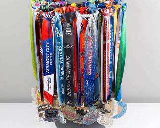 Example of hanging metals on rack.  Rack is for sale not medals.