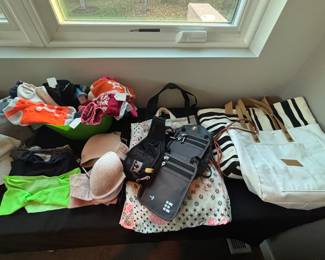 Totes, crossbody bags, athletic socks