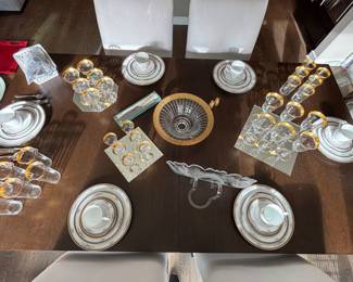 Dining table top with dining accessories