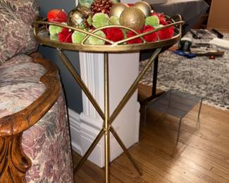 Vtg Gold-Finished Metal & Glass Table!
