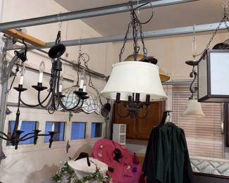 Quoizal Square Hanging Lamp, Tiffany Style Lamp Mexico, Cast Iron 5-Lite Chandelier!