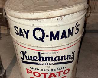 Antique Say Q-Man's Kuehmann's Potato Chip Can!