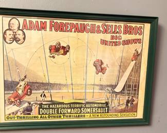 Vtg Adam Forepaugh & Sells Framed Poster!