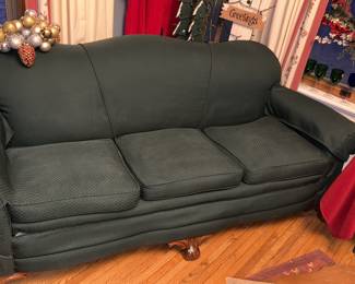 Antique Couch w/Carved Wood Feet!
