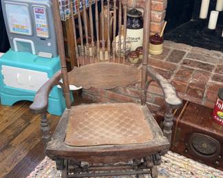 Antique Solid Carved Wood Glider!
