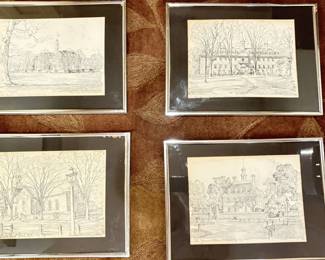 Williamsburg, VA.  Pencil Print by Charles H. Overly Framed & Matted!
