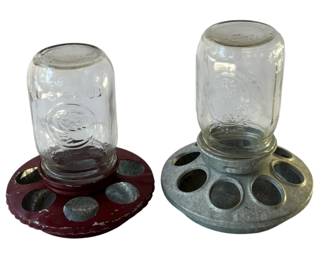 Pair of Metal Glass Bird Feeders