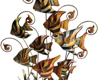 Vibrant Colored Metal Fish Sculpture