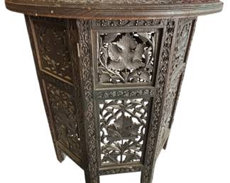 Indian Octagonal Folding Inlaid Side Table