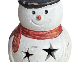 Cement Snowman Candle Holder