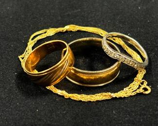 14k Gold Diamond Rings and Dainty Chain 13.62g