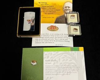 Kelloggs Keebler 10k Diamond Pins And Zippo Lighter