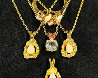 Opalescent Necklaces And Gold Toned Jewelry