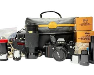 Nikon F3 Film Camera With Camera Bag, Lenses, More