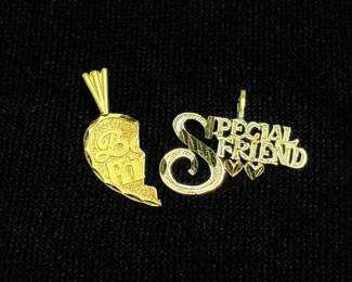 Two 14k Gold Friendship Pendants 1.29g