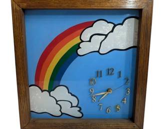 Square Wood Framed Rainbow Clock