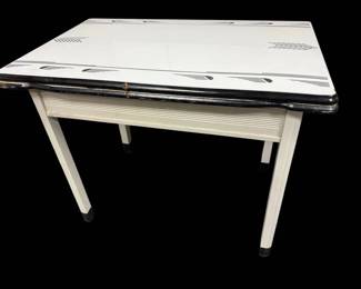 White Enamel Table With Pattern