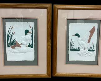 a3D Duck Paintings Framed And Signed 18inx22.25in