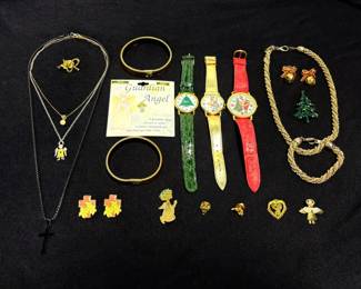 Christmas Watches, Pins, More Costume Jewelry