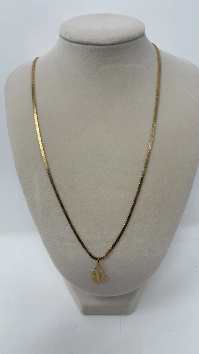 14K gold initial necklace
