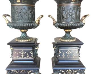 Pair of Neoclassical Bronze Urns