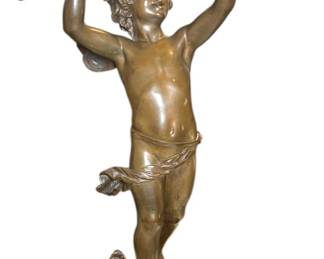 Antique Bronze Boy with Birds