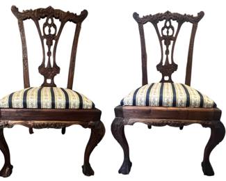Pair of Carved Chippendale Style Chairs II
