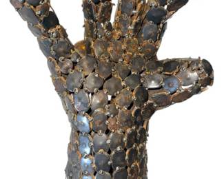 Brutalist Welded Steel Hand Sculpture