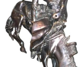 Vintage Western Bronze Cowboy on Horse