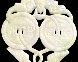 Carved Chinese Jade PendantDouble Coin