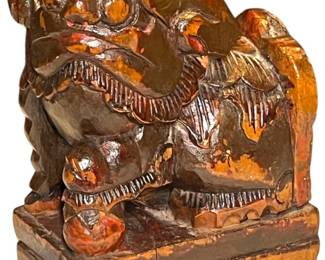 Antique HandCarved Wooden Foo Dog