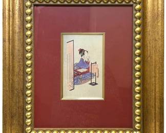 Framed Japanese Bijinga Print