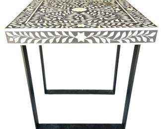 Handcrafted Bone Inlay Accent Table