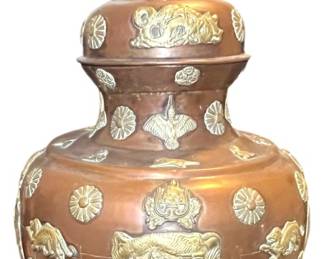 Large Gilt Brass Asian Temple Urn