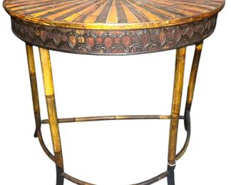 Vintage Bamboo DemiLune Console Table
