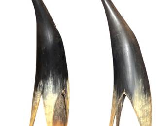 Vintage Pair of Natural Ox Horn Cranes