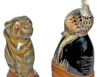 HandCarved Thai Wood TigerBird Figurines