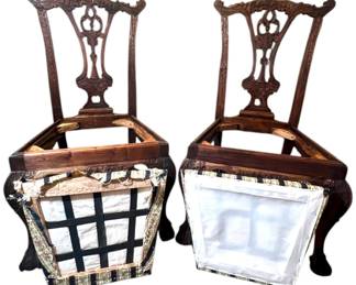 Pair of Carved Chippendale Style Chairs I