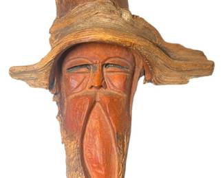 HandCarved Wood Spirit Wall Carving