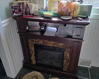 Electric fireplace mantle.