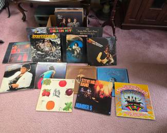 Vinyl record albums.