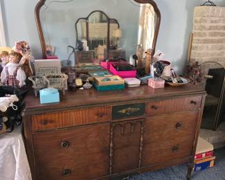 Wooden beautiful antique Dresser with mirror.